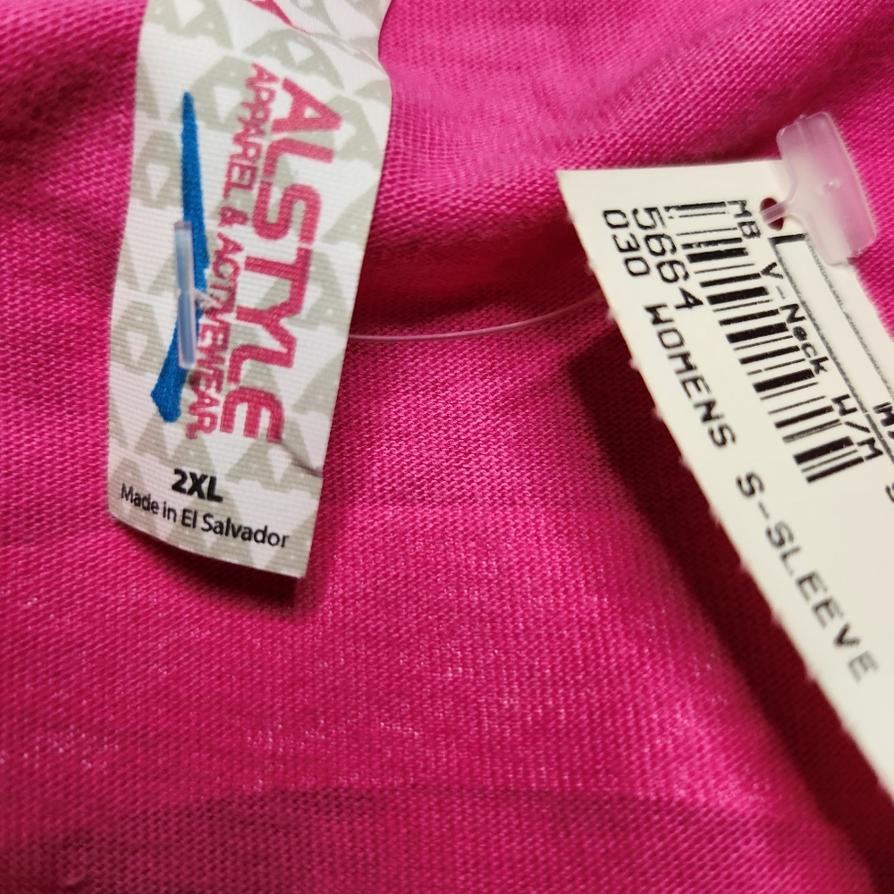 NWT Women's Hawaii Pink Vneck Short Sleeve Tshirt Size 2XL C58 - Picture 3 of 6